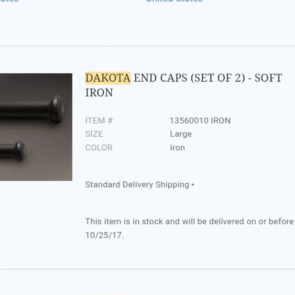 RH Dakota End Caps (Set of 2) Soft Iron